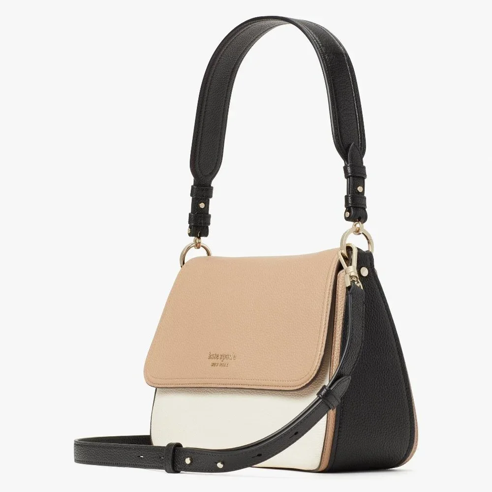 New Kate Spade Hudson Medium Convertible Shoulder bag Leather Parchment Multi